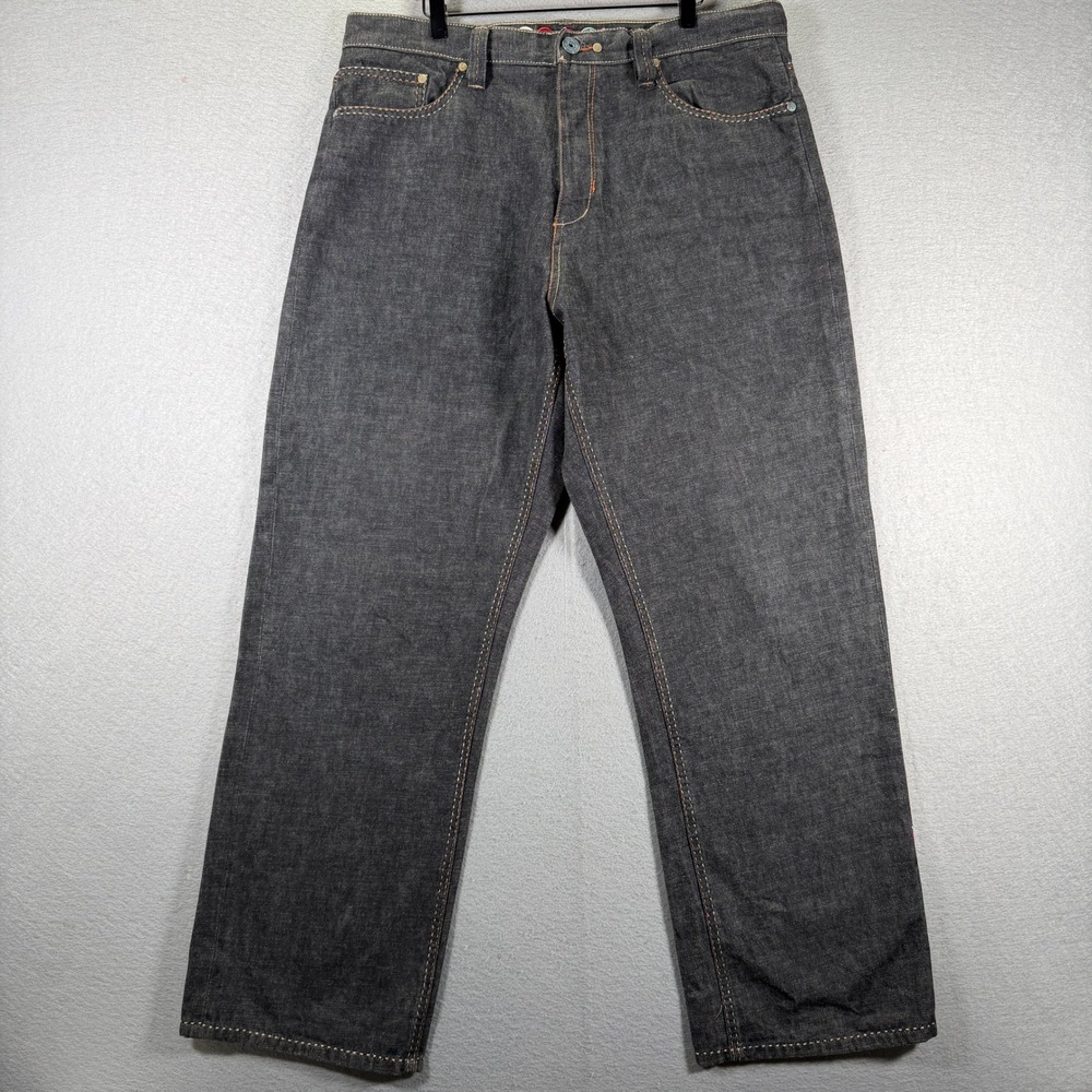 COOGI Jeans Mens W40 L34 Gray Denim‎ Rare Multicolor Embroidered Pockets